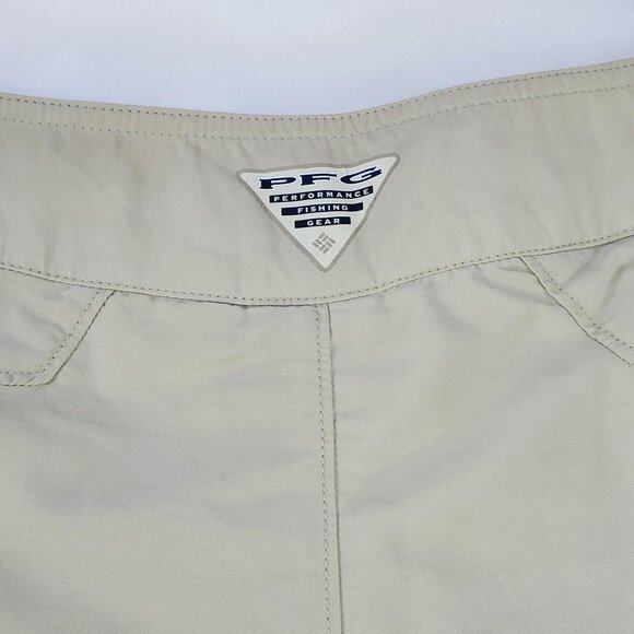 Columbia PFG Fishing Cargo Shorts Men's Size L Beige Logo Trim 108 FM 4005 - Picture 9 of 9